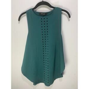 Sleeveless Teal Tank Top With Geometric Cutouts By Energie Size S